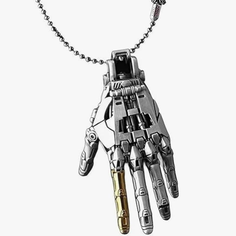 Fashion Mechanical Bionic Hand Pendant With Chain For Men Women Creative Movable Finger Joints Robot Hand Necklace Jewelry