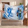 Erling Haaland Personalized Fleece Blanket With Football Logo, Custom Name Text Soft Warm Home Throw Blanket