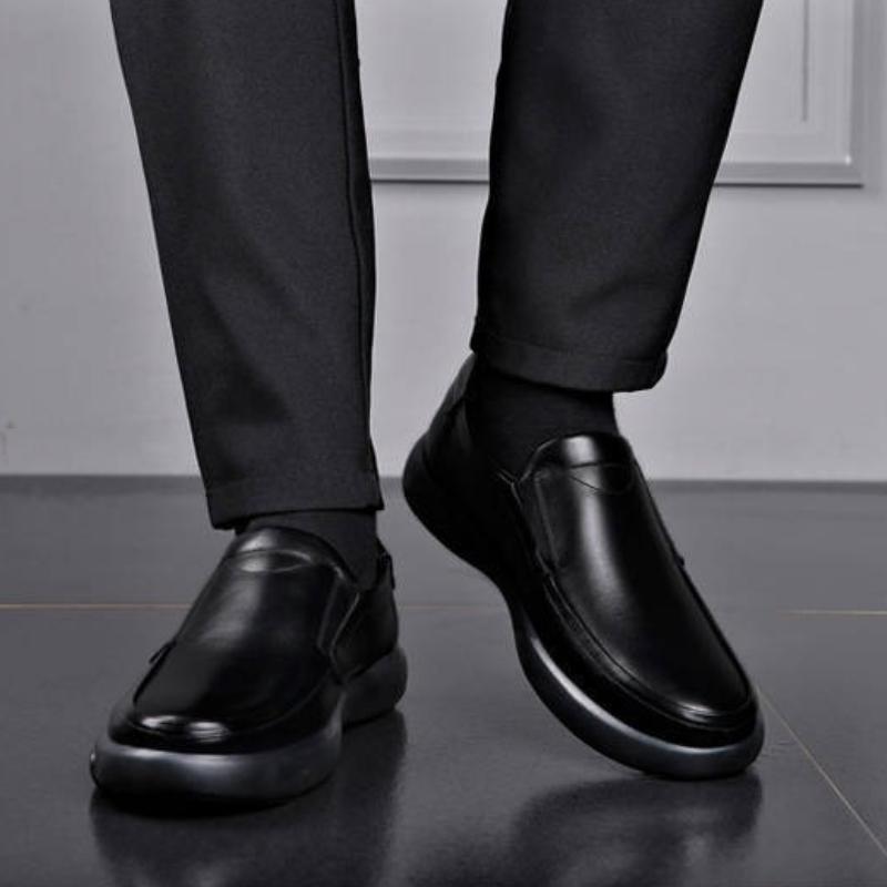 Fashion Office Chunky Male Casual Shoe Plain Moccasin In Promotion Social Cowhide Legitimate Classic Original Common Men's Leather Shoes