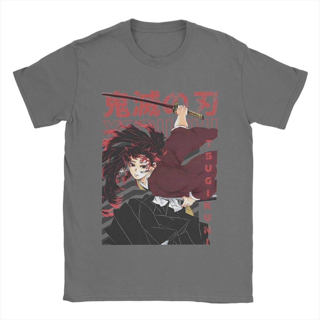 Yoriichi Tsugikuni Demon Slayer T-skjorte Herre Ren Bomull T-skjorter Rund Hals T-skjorte Kort Ermet Klær Klassisk
