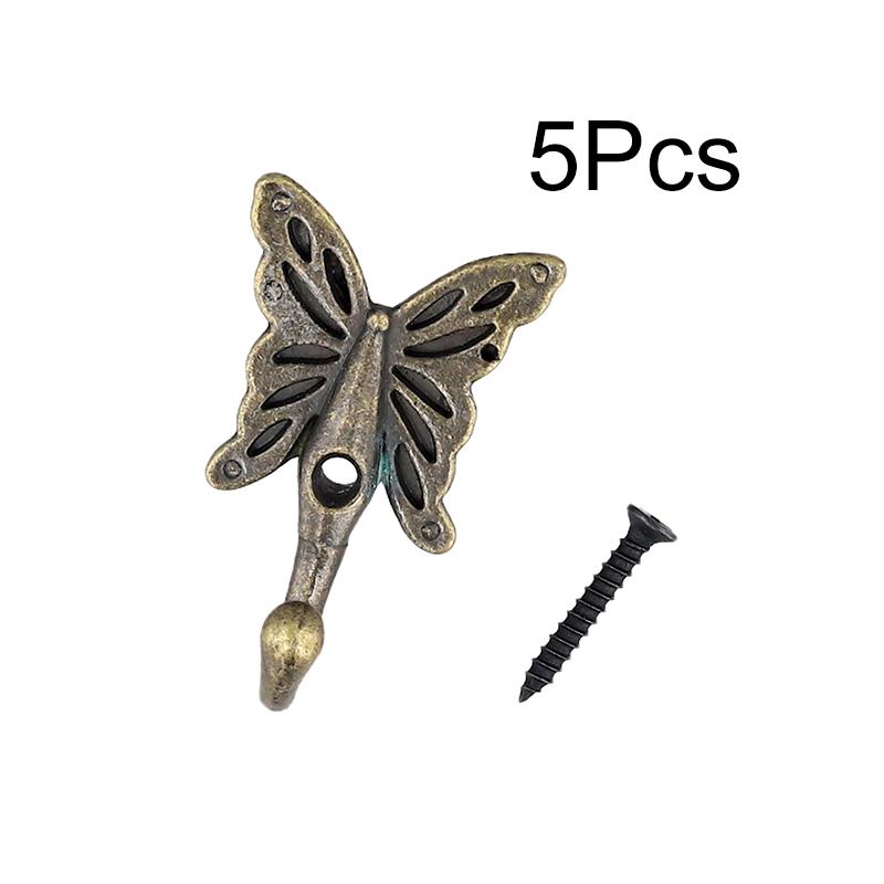 

1/5Pc Bronze Wall Hanging Bronze Color Butterfly Hook Retro Style Alloy European Style Single Hook Towel Rack Coat Hanger