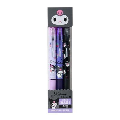 Sanrio KUROMI FRIXION Balpoint Knock Pen 3-Piece Set Japan NEW