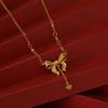 Fashion Sweet Gold Color Stainless Steel Bowknot Bracelet Necklace for Women Temperament Pearl Long Tassel Princess Jewelry Sets