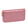 Fair Fairy Women's Genuine Cowhide Leather Enamel Embossed Round Zipper Long Wallet 140817 (Outlet Heart Dark Pink)