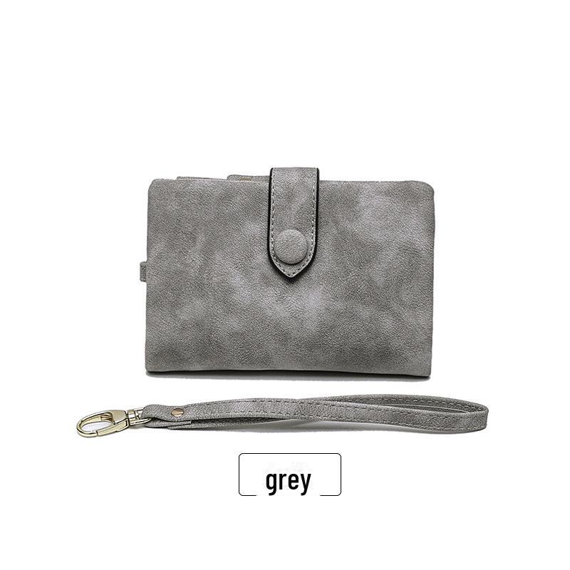 

Женский матовый короткий кошелек, корейская версия — симпатичный, на несколько карт, большой емкости. серый