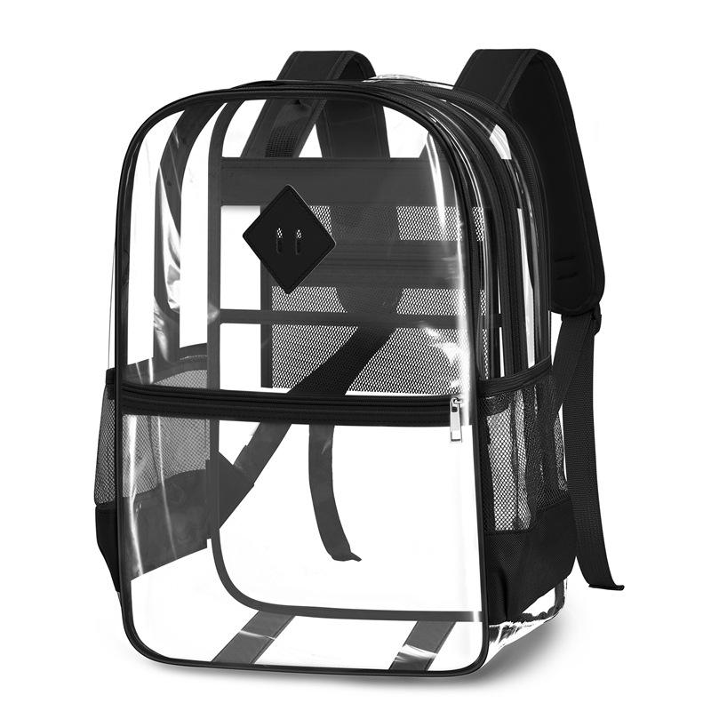 Clear PVC Double Shoulder Backpack - Large Capacity, Waterproof, Casual Style for Students