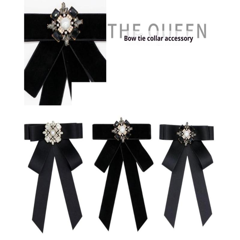 Black Fabric Bow Brooches For Women College Style Collar Flower Lapel Pins  Necktie  Jewelry Gifts