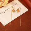 Cats Eye Stone Cube Pendant Necklace Earring Set Dopamine Chic Minimalist Geometric Jewelry Women