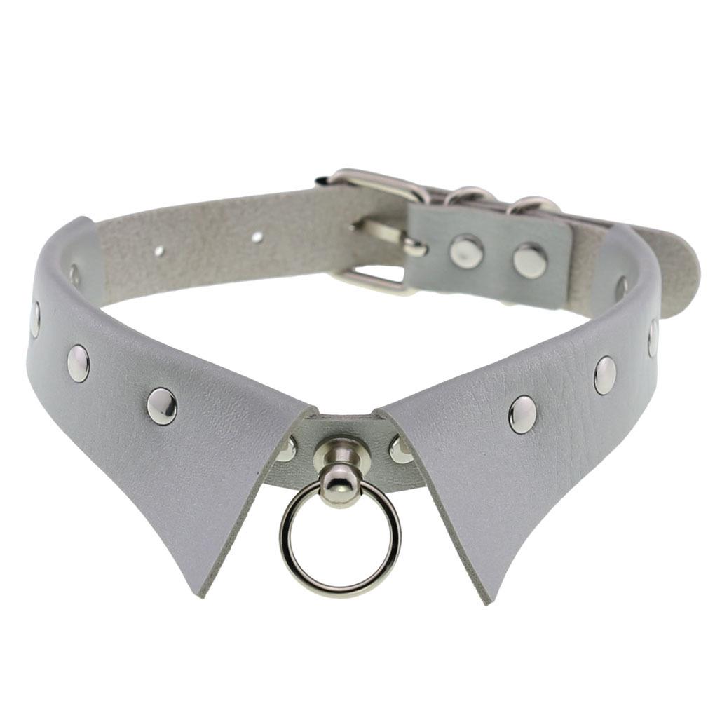 European & American Punk Gothic Leather Collar Necklace with Simple Fashion Ring
