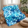 Blue Hibiscus Pattern Blanket Personalized Name Flannel Blanket Soft Cozy Plush Throw for Sofa Bed Lightweight Home Decor