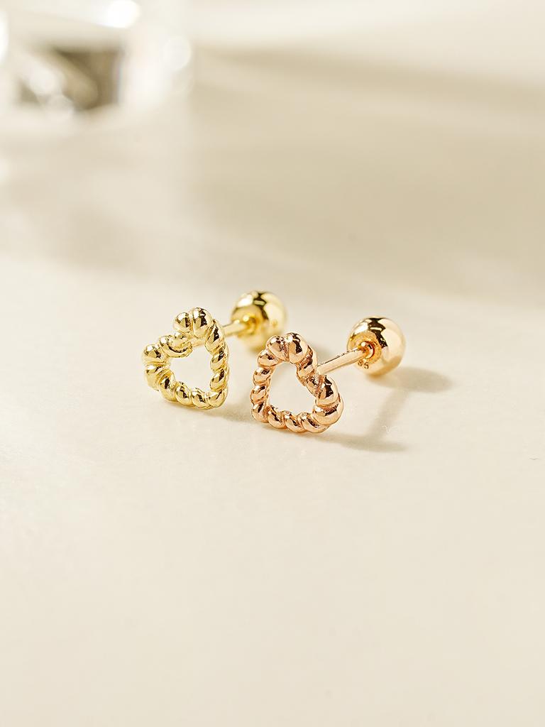 Minimalpiercing 14K Twist Heart Piercing Earrings