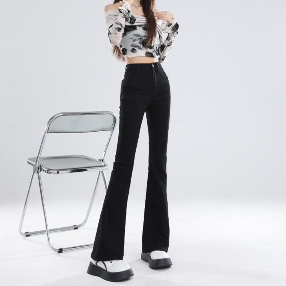 Simple Autumn and Winter New Micro-flared Jeans for Women, High Waist and Thin, Horseshoe Pants