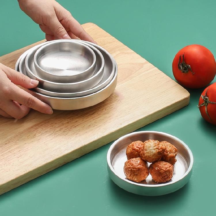 4Pcs Double Layer Small Plates Round Seasoning Dishes Stainless Steels Rice Bowl Appetizer Plates Easy to Clean