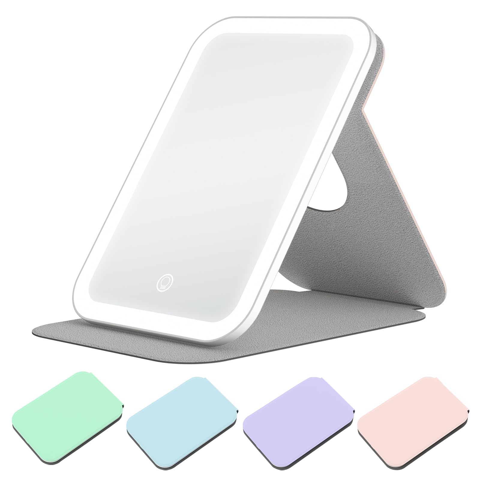 

COSOWO Actress with LED Brightness Stepless Memory Tabletop Vanity Dressing Touch Easy to Makeup Cable Purple Mirror, Tabletop, Folding, Portable, фиолетовый