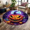 Pumpkin Head Bat Castle Halloween Round Carpet Floor Mat Suitable for Children's Bedroom Decor Living Room Round Rugs for Gifts