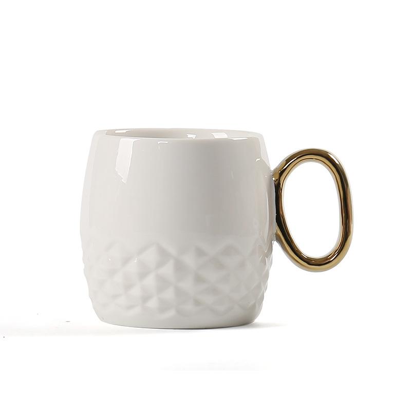 Ceramic Water Cup Xingba Coffee Cup Pineapple Gold Handle Black Office Cup High-End Gift