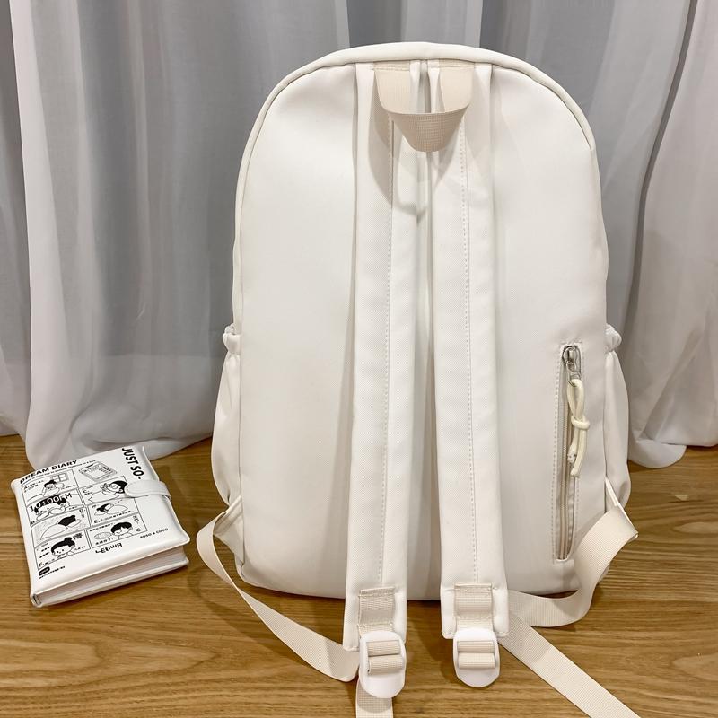 Student Solid Color Schoolbag Women's College Style Backpack Letter Large Capacity Backpack