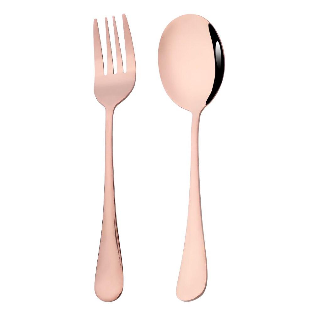 2Pcs Mirror Gold Cutlery Set Service Spoon Fork Dinnerware Cutlery Set Stainless Steel Kitchen Buffet Dinner Restaura Tableware