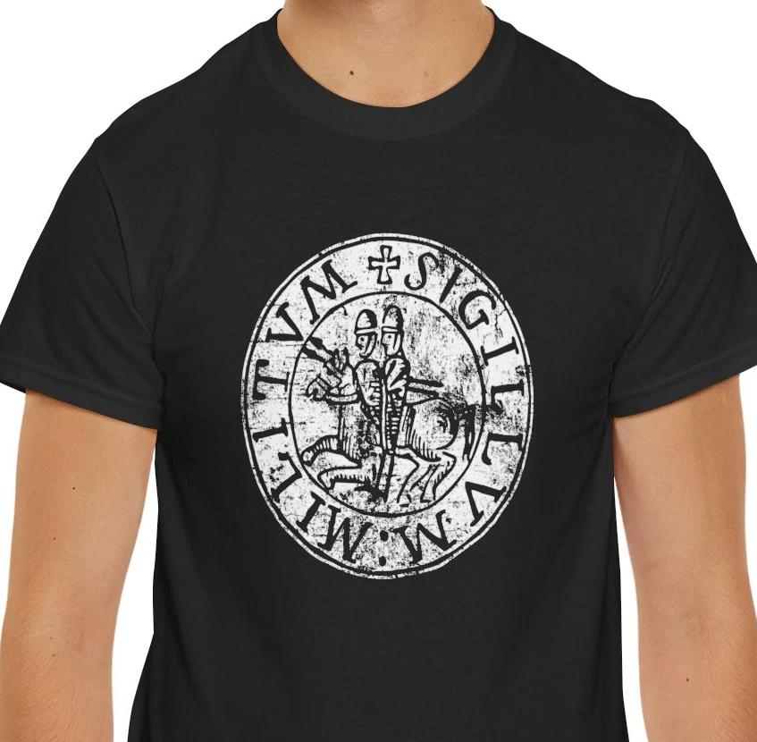 Seal of the Knights Templar Distressed Print T shirt 2XL