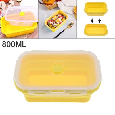 800ML 7 Pollici Portatile Silicone Scalabile Pieghevole Porta Pranzo Bento Box con Tappo di Tenuta in Silicone