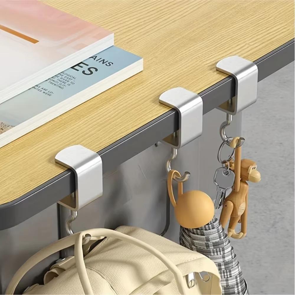 1-5pc Adjustable Backpack Hook 360° Rotatable Table Hooks Desktop Detachable Mobile Bag Hanger Desks School Home Storage
