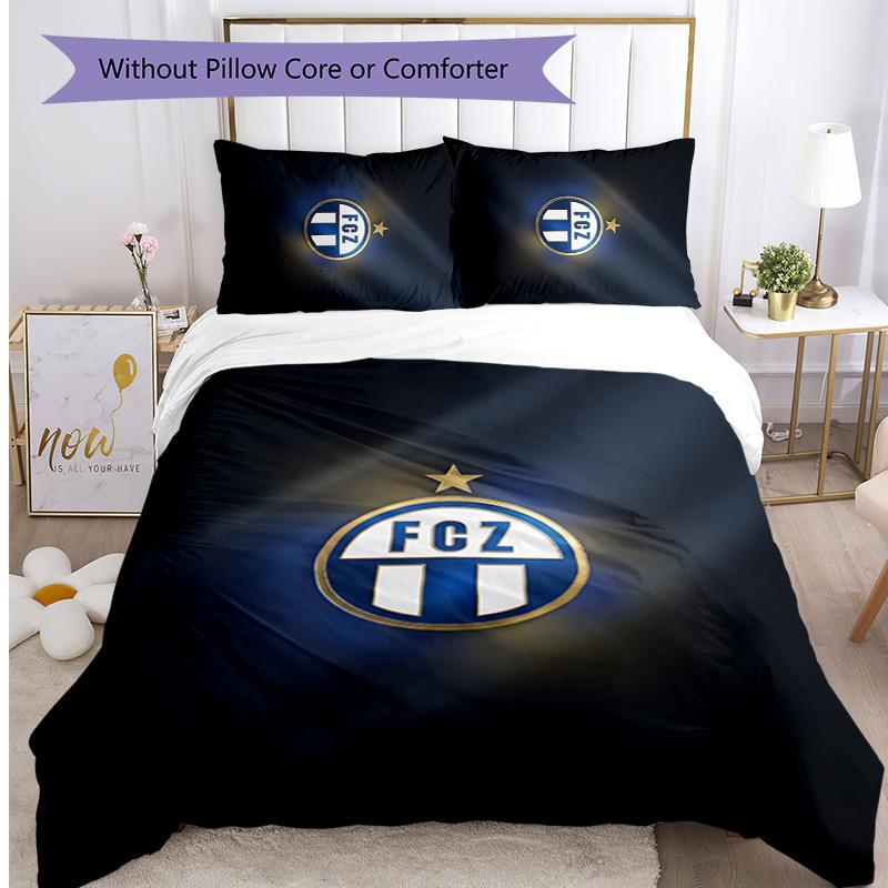 FC Zürich Printed 3PCS Bedding Set Breathable Duvet Cover with Pillowcases Decorative Bed Linen for Bedroom Home