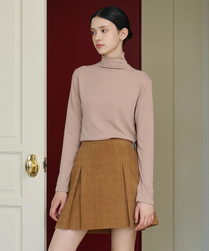 BIBYSEOB Corduroy Tuck Mini Skirt Camel [T43]