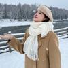Plaid imitation cashmere scarf women's winter new high-end versatile shawl student warm scarf white