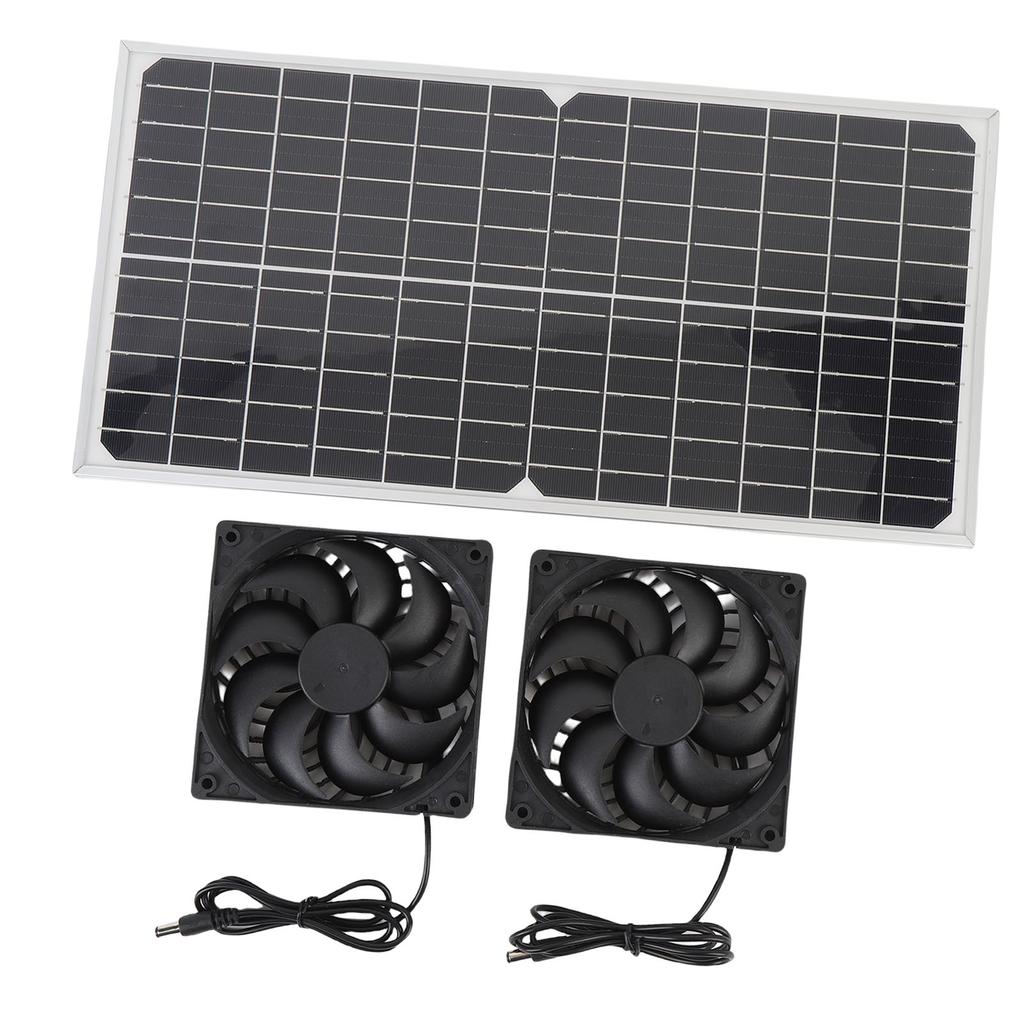 80W Double Solar Exhaust Fan with Monocrystalline Silicon Panel IPX7 Rain Proof High Speed Low Noise 6.7in Solar Ventilation Fan for Pet House