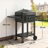 Holzkohlegrill BBQ Smoker mit Deckelthermometer Höhenverstellbare Kohleschale Grillrost Seitentisch Ascheschale