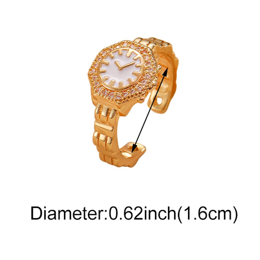 Personality Niche Premium Feel Gilding Golden Watch Opening Ring