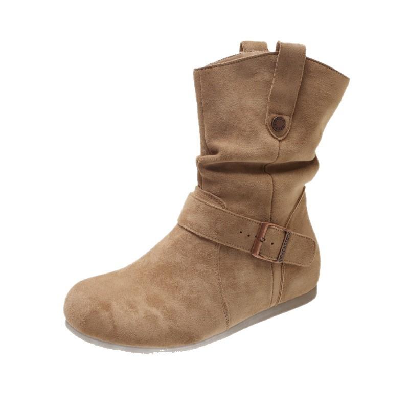 Stivaletti a suola alta da donna 2026 nuovo autunno pelle morbida retrò Maillard alla moda versatili scarpe da donna