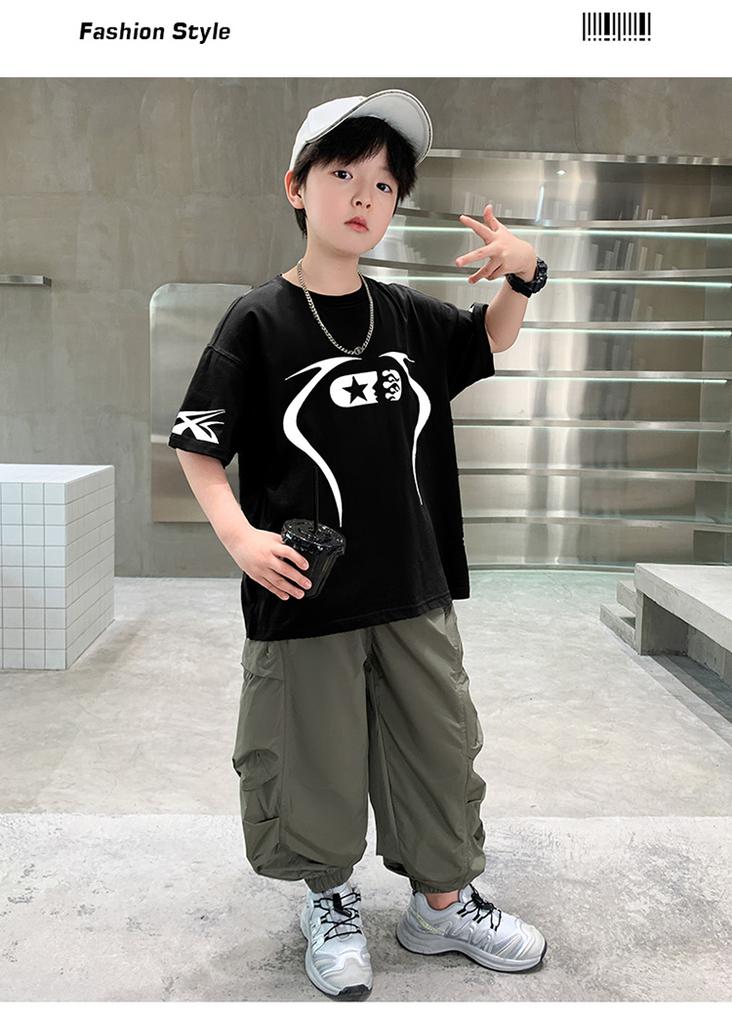 Boys' Summer Set 2026 New Children's Summer Dress, Medium and Large Children's Handsome and Fashionable Short sleeved Pants, Boys' Clothes Trendy
