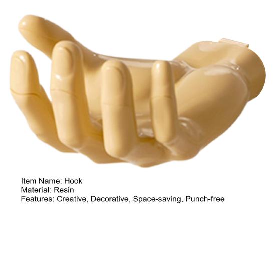 Wall Hook Punch-free Trace-less Eco-friendly Creative Convenient Decorative Resin Hand Shape Storage Hook Key Accessories