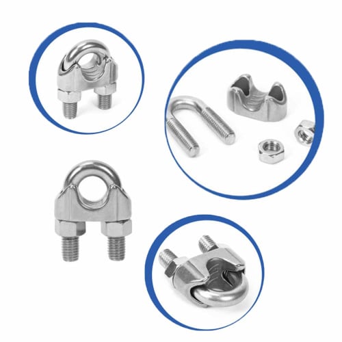 HYWJ Wire Rope Clips, M6 Cable Clamps, Wire Fixing Hardware, Stainless Steel Wire Clamps (Pack of 4)