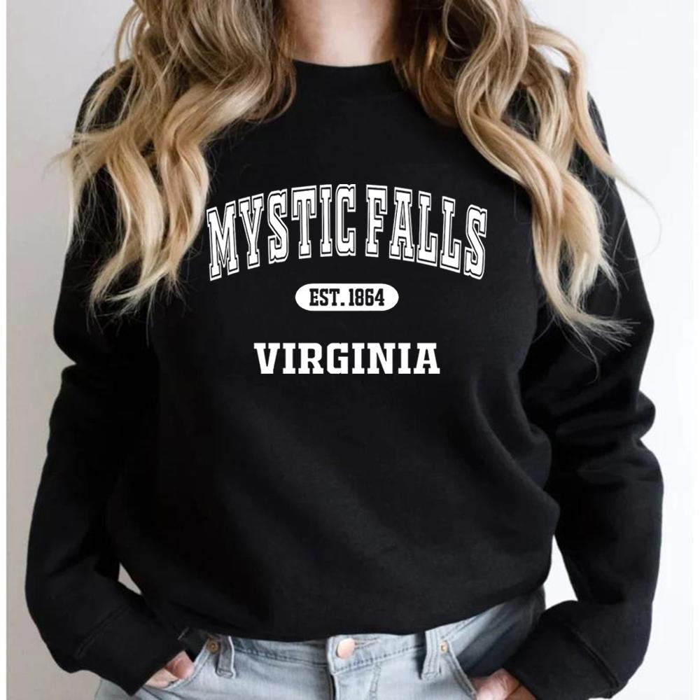 Mystic Falls Sweatshirt TVD Sweatshirts Salvatore Brothers Crewneck Sweatshirt Hoodie Women Long Sleeve Pullovers Casual Top
