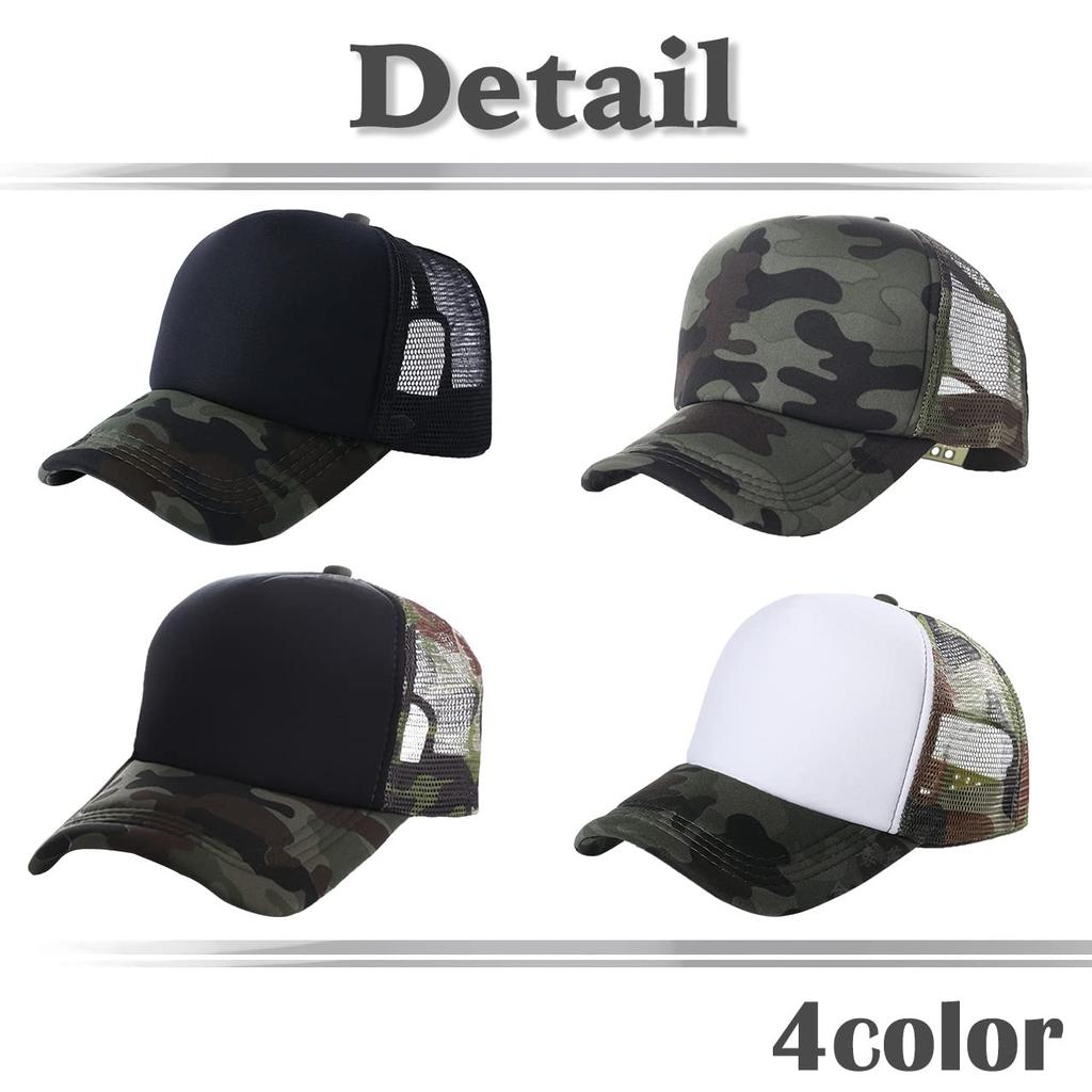Mesh CA535 [White Fang] Hat, Camouflage, Cap, Running, Sports, Lightweight, Quick-Drying, Men's, Women's, (Camouflage)