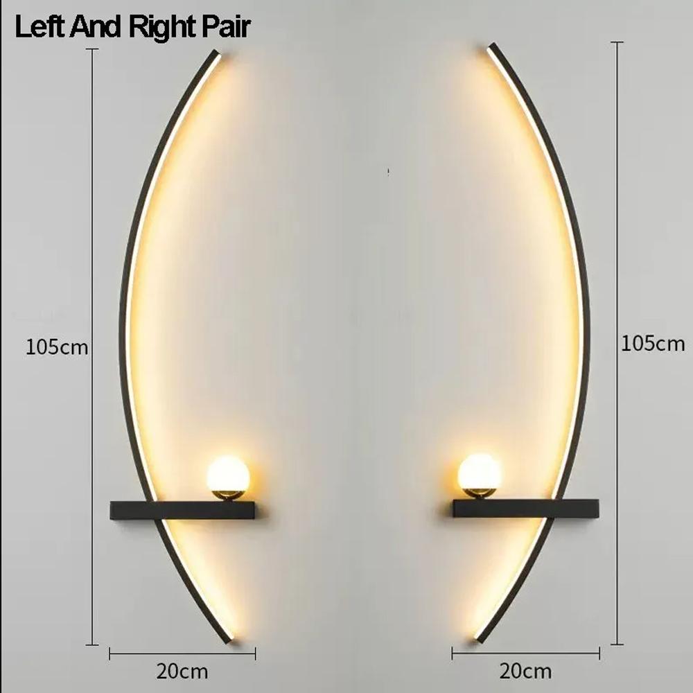 Modern LED Wall Lamp Moon Symmetry Black For Living Room Bedroom Bedside Corridor Hotel Indoor Decorative Lighting Fixtures
