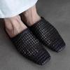 Fashion Retro Woven and Hollowed-out Flip-flops for Women In 2025, New Summer Breathable Square-toed Flat Flip-flops
