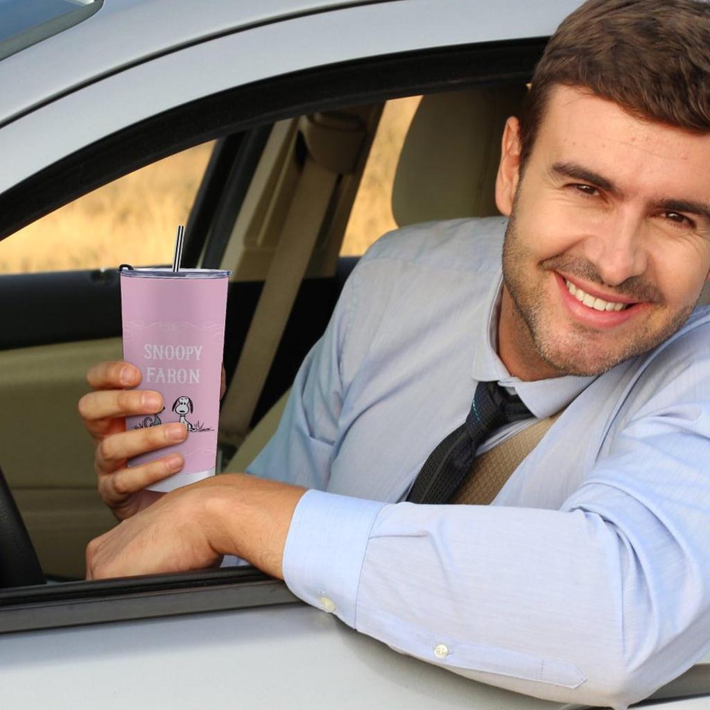 Snoopy Tumbler, Mug, Coffee Cup, Convenience Store Cup, Insulated, Insulated, Water Bottle, Direct Drinking, Stainless Steel, with Lid, Portable,