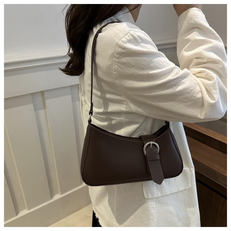 Chic Faux Leather Underarm Bag for Women Trendy Single Shoulder Crossbody Purse Fashionable French Style Daily Handbag CLE