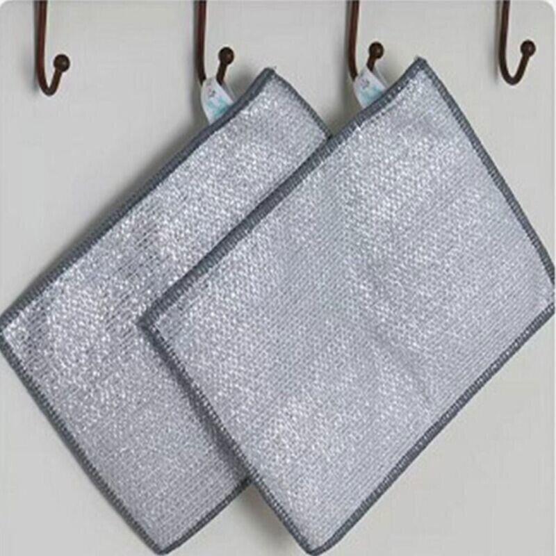 Mehrzweck-Geschirrtücher aus Metall und silbernem Draht für die Trocken- und Nassreinigung. Geschirrtücher doppelt optional