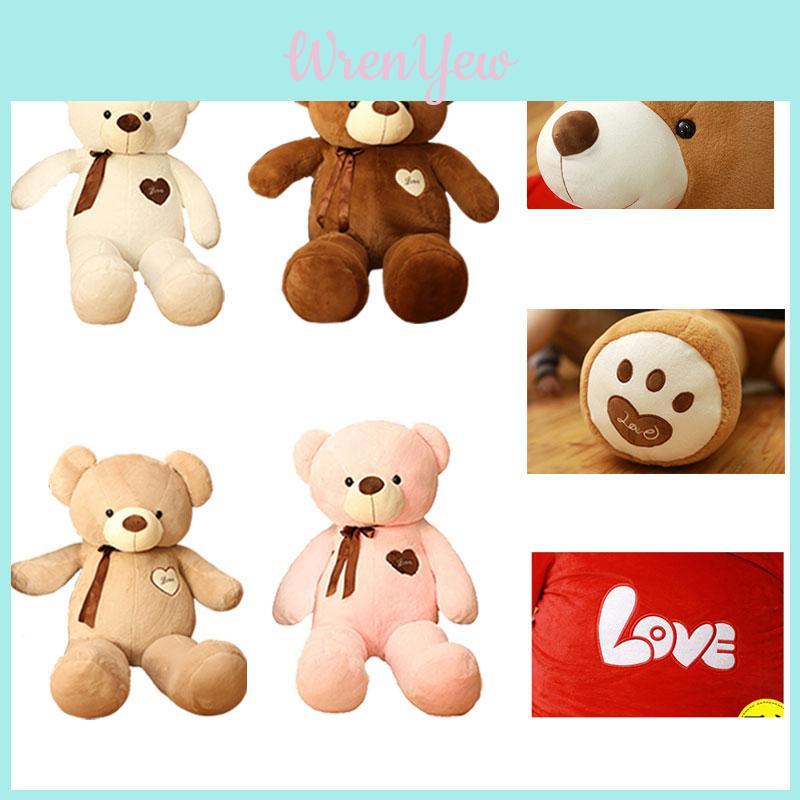 Adorable Silky Ribbon Teddy Bear Plush Toy For Girls Pp Cotton Stuffed Animal In Short Plush