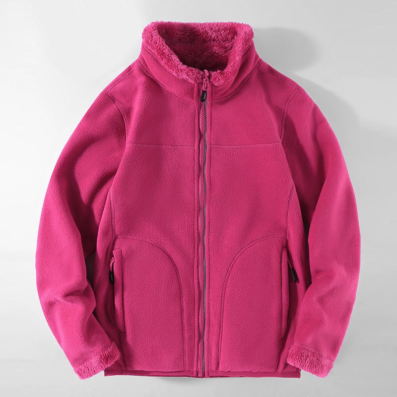 Boys and Women's Double-Sided Coral Fleece Jacket - Warm, Thickened Autumn/Winter Cardigan for Outdoor Use