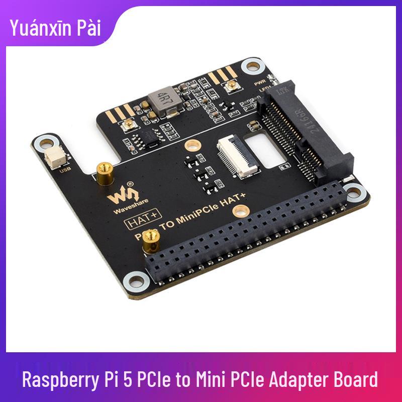 Raspberry Pi 5th Gen PCIe to MiniPCIe HAT Adapter for Wireless Network & USB Bluetooth (Driverless)