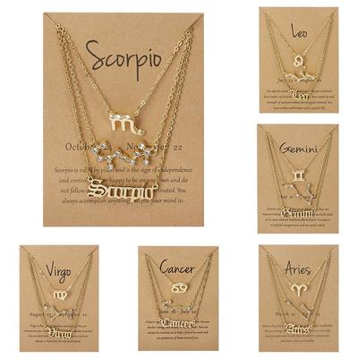 Set da 3 pezzi 12 Segni Zodiacali Collana Per Donne 12 Costellazioni Ciondolo Catena Choker Gioielli di Compleanno Con Cartoncini