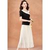 French Romantic Color-Blocked Two-Piece Set