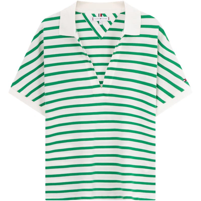 Tommy Hilfiger Women's 2025 S/S Premium Lyocell V-Neck Polo Tee