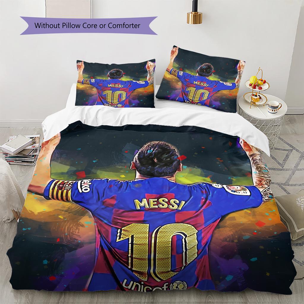 Football Player Background Pattern Bedding Quilt Set Home Decoration Gift (1 * duvet cover + 2 * pillowcase without core)
