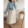 Japanese Style High-Waisted Quilted Skirt - Warm Apricot, Mid-Length, Autumn/Winter 2025